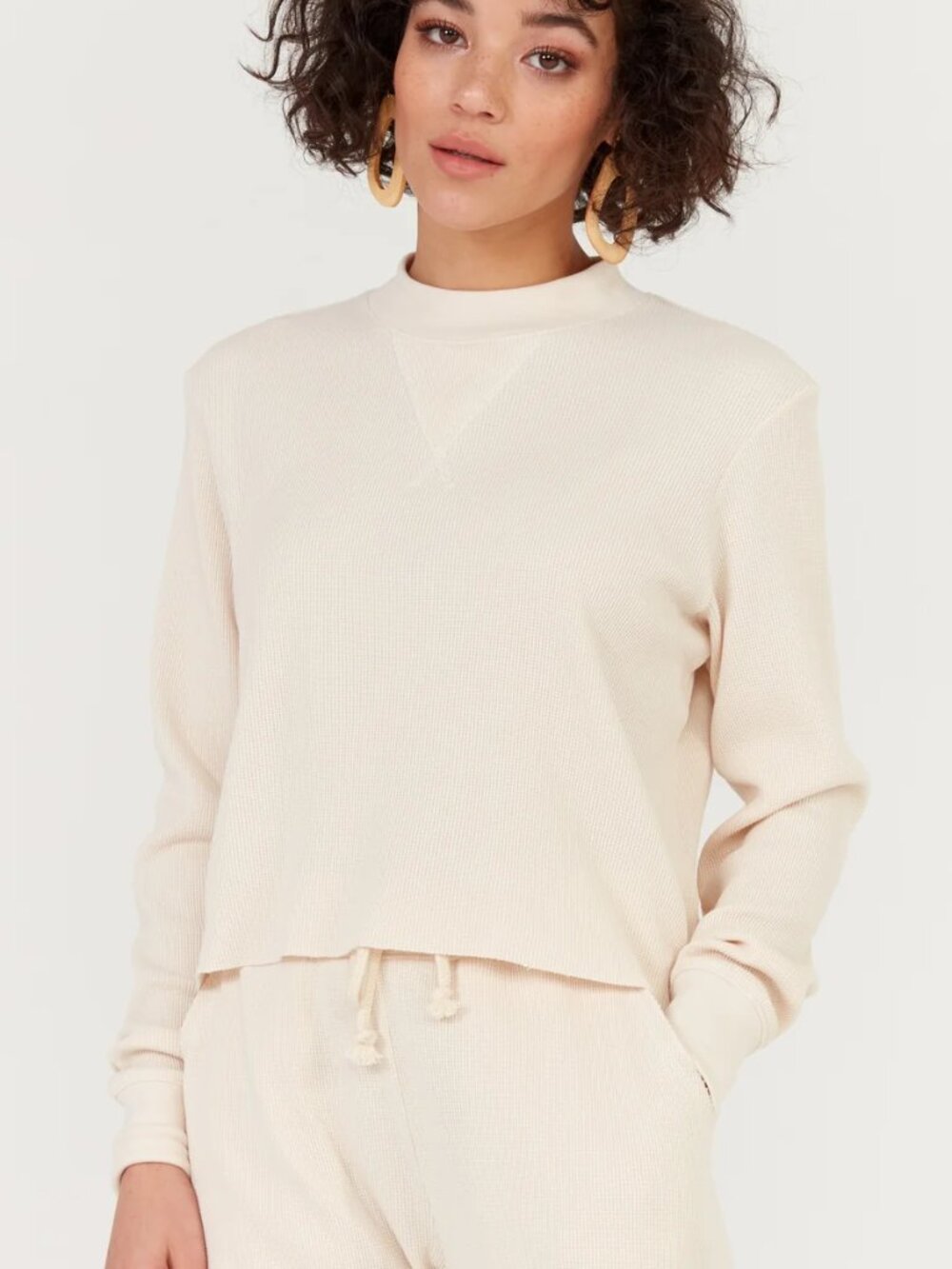 MATE The Label S Bone Spencer Waffle Thermal Texture Organic Cotton Top